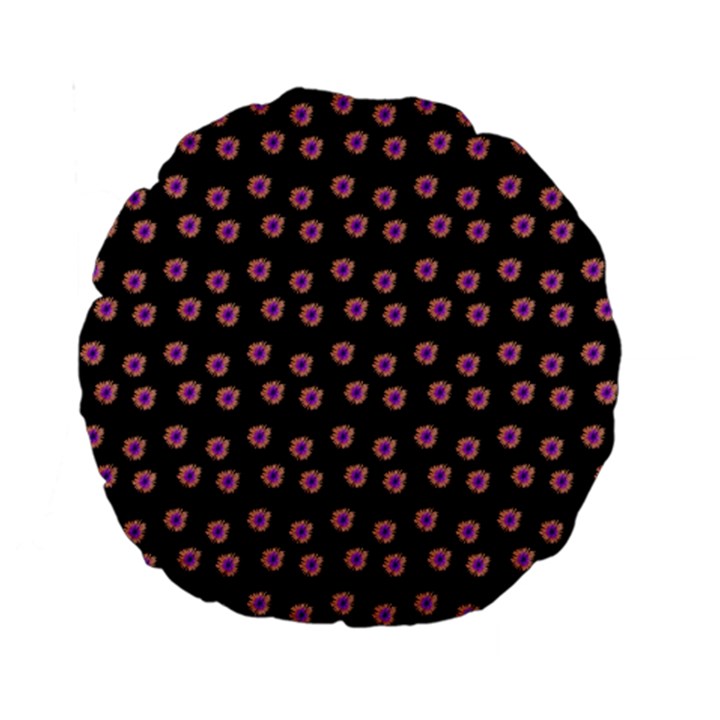 Peach Purple Daisy Flower Black Standard 15  Premium Round Cushions