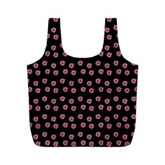 Peach Purple Daisy Flower Black Full Print Recycle Bag (m) by snowwhitegirl