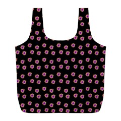 Peach Purple Daisy Flower Black Full Print Recycle Bag (l) by snowwhitegirl