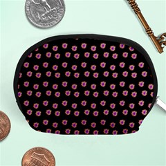 Peach Purple Daisy Flower Black Accessory Pouch (medium) by snowwhitegirl