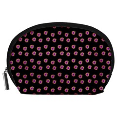 Peach Purple Daisy Flower Black Accessory Pouch (large) by snowwhitegirl