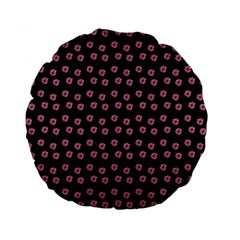 Peach Purple Daisy Flower Black Standard 15  Premium Flano Round Cushions by snowwhitegirl