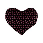 Peach Purple Daisy Flower Black Standard 16  Premium Flano Heart Shape Cushions Front