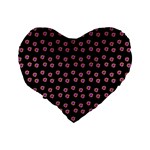 Peach Purple Daisy Flower Black Standard 16  Premium Flano Heart Shape Cushions Back