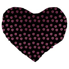 Peach Purple Daisy Flower Black Large 19  Premium Flano Heart Shape Cushions by snowwhitegirl