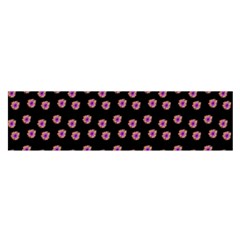 Peach Purple Daisy Flower Black Satin Scarf (oblong) by snowwhitegirl