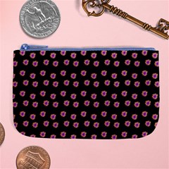 Peach Purple Daisy Flower Black Large Coin Purse by snowwhitegirl