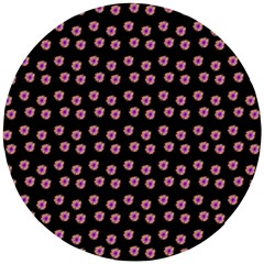 Peach Purple Daisy Flower Black Wooden Puzzle Round by snowwhitegirl