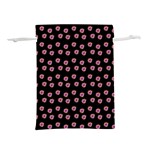 Peach Purple Daisy Flower Black Lightweight Drawstring Pouch (M) Front