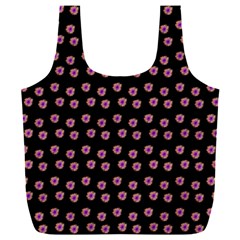 Peach Purple Daisy Flower Black Full Print Recycle Bag (xxxl)