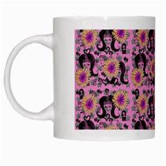 60s Girl Floral Pink White Mugs by snowwhitegirl