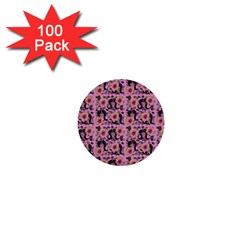 60s Girl Floral Pink 1  Mini Buttons (100 Pack)  by snowwhitegirl