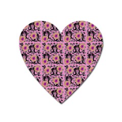 60s Girl Floral Pink Heart Magnet by snowwhitegirl