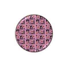 60s Girl Floral Pink Hat Clip Ball Marker by snowwhitegirl