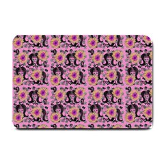 60s Girl Floral Pink Small Doormat  by snowwhitegirl