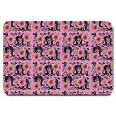 60s Girl Floral Pink Large Doormat  by snowwhitegirl