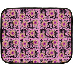 60s Girl Floral Pink Fleece Blanket (mini) by snowwhitegirl