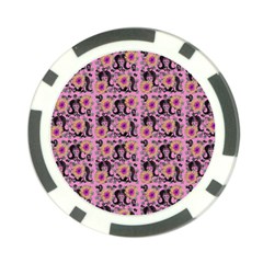 60s Girl Floral Pink Poker Chip Card Guard (10 Pack)