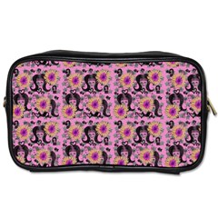 60s Girl Floral Pink Toiletries Bag (two Sides) by snowwhitegirl