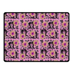 60s Girl Floral Pink Fleece Blanket (small) by snowwhitegirl