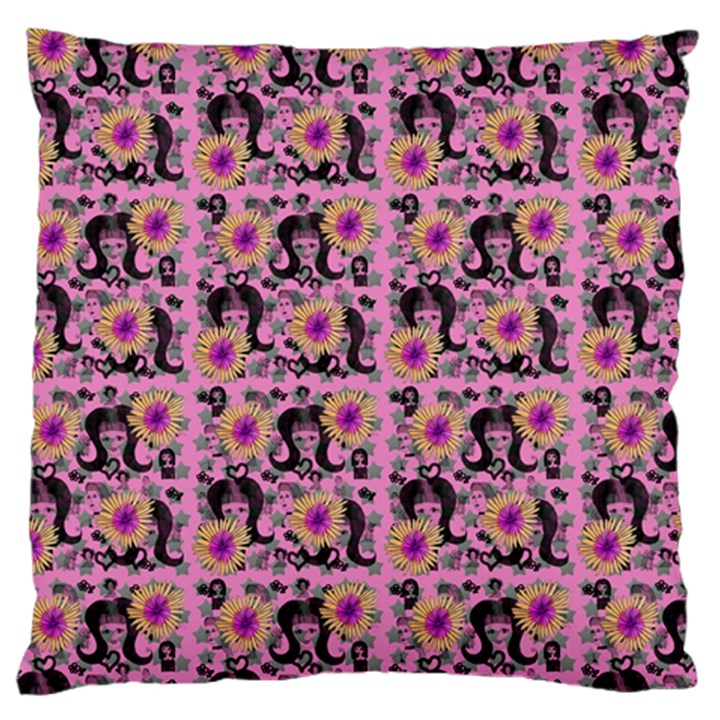 60s Girl Floral Pink Large Cushion Case (Two Sides)