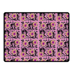 60s Girl Floral Pink Double Sided Fleece Blanket (small)  by snowwhitegirl