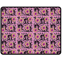 60s Girl Floral Pink Double Sided Fleece Blanket (medium)  by snowwhitegirl