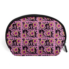 60s Girl Floral Pink Accessory Pouch (large) by snowwhitegirl