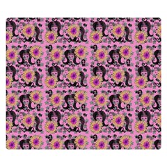 60s Girl Floral Pink Double Sided Flano Blanket (small)  by snowwhitegirl