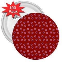 Peach Purple Daisy Flower Red 3  Buttons (100 Pack)  by snowwhitegirl