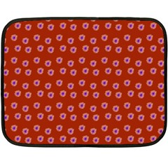 Peach Purple Daisy Flower Red Fleece Blanket (mini) by snowwhitegirl