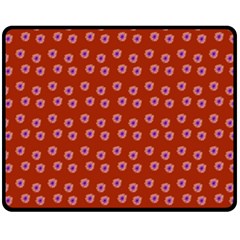 Peach Purple Daisy Flower Red Fleece Blanket (medium)  by snowwhitegirl