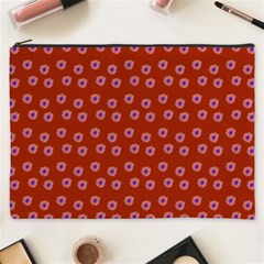 Peach Purple Daisy Flower Red Cosmetic Bag (xxxl) by snowwhitegirl