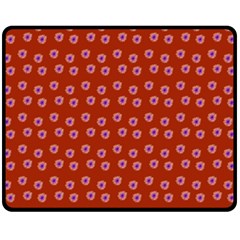 Peach Purple Daisy Flower Red Double Sided Fleece Blanket (medium)  by snowwhitegirl