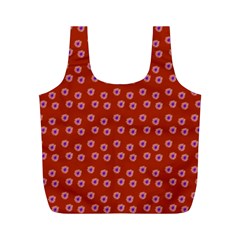 Peach Purple Daisy Flower Red Full Print Recycle Bag (m) by snowwhitegirl