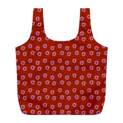 Peach Purple Daisy Flower Red Full Print Recycle Bag (l) by snowwhitegirl