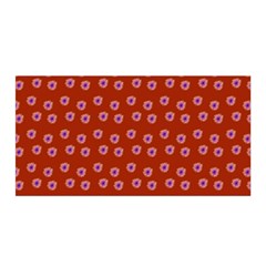 Peach Purple Daisy Flower Red Satin Wrap