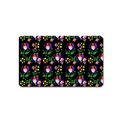 60s Girl Floral Daisy Black Magnet (name Card) by snowwhitegirl