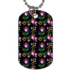 60s Girl Floral Daisy Black Dog Tag (one Side) by snowwhitegirl