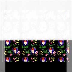 60s Girl Floral Daisy Black Rectangular Jigsaw Puzzl by snowwhitegirl