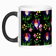 60s Girl Floral Daisy Black Morph Mugs by snowwhitegirl