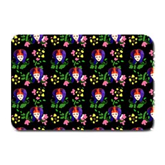 60s Girl Floral Daisy Black Plate Mats by snowwhitegirl