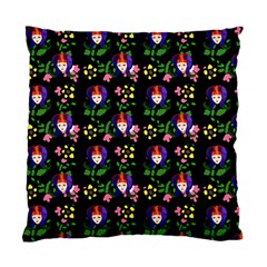 60s Girl Floral Daisy Black Standard Cushion Case (one Side) by snowwhitegirl