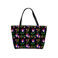 60s Girl Floral Daisy Black Classic Shoulder Handbag by snowwhitegirl