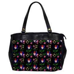 60s Girl Floral Daisy Black Oversize Office Handbag by snowwhitegirl