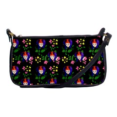 60s Girl Floral Daisy Black Shoulder Clutch Bag by snowwhitegirl