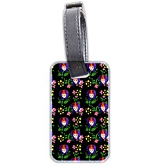 60s Girl Floral Daisy Black Luggage Tag (two Sides) by snowwhitegirl