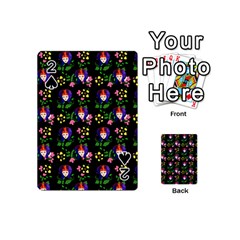 60s Girl Floral Daisy Black Playing Cards 54 Designs (mini) by snowwhitegirl