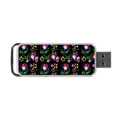 60s Girl Floral Daisy Black Portable Usb Flash (one Side) by snowwhitegirl