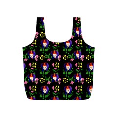 60s Girl Floral Daisy Black Full Print Recycle Bag (s) by snowwhitegirl